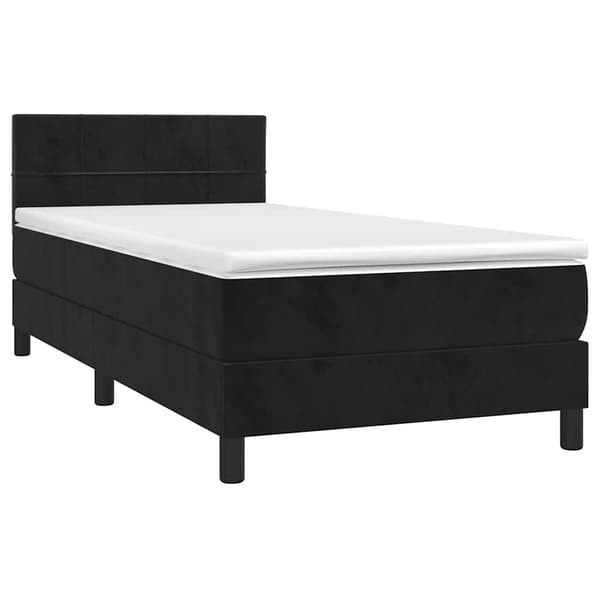 Ramsäng med madrass svart 90x200 cm sammet