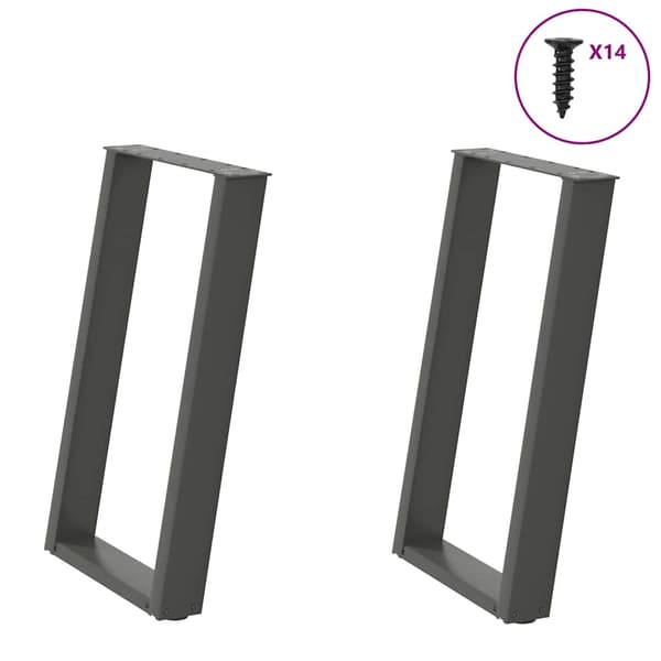 Matbordsben U-formade 2 st antracit 60x(72-73) cm stål