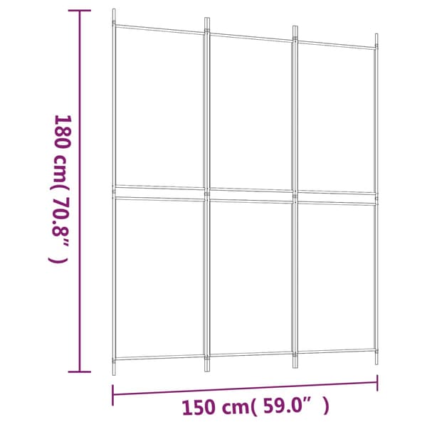 Rumsavdelare 3 paneler antracit 150x180 cm tyg