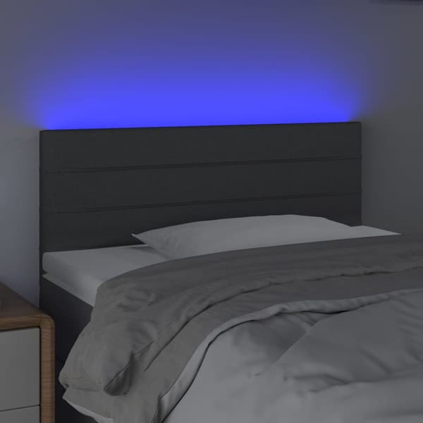 Sänggavel LED mörkgrå 100x5x78/88 cm tyg