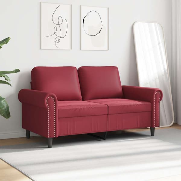 2-sitssoffa vinröd 120 cm fuskläder