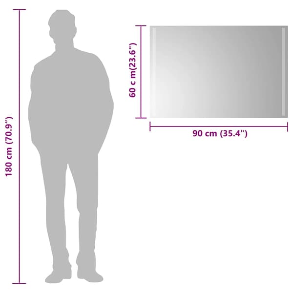Badrumsspegel LED 90x60 cm