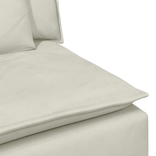 Modulär soffa armstödsändmodul med kuddar gräddvit 100 cm
