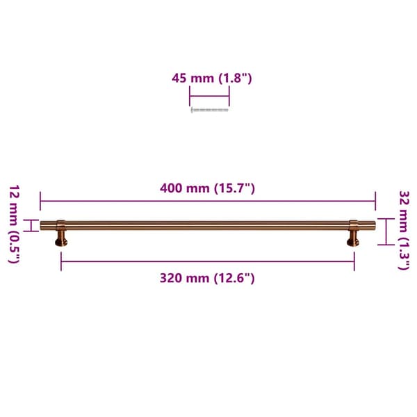 Skåphandtag 5 st brons 320 mm rostfritt stål
