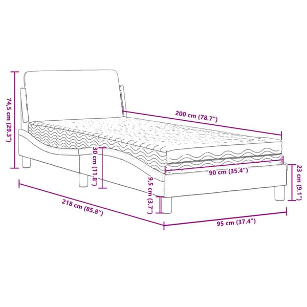 Bed with Mattress "Dover" Taupe 90x200 cm Fabric