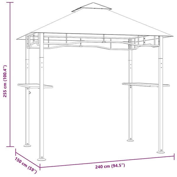 Grilltält 240x150x255 cm antracit stål