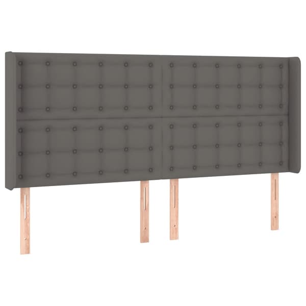 Sänggavel LED grå 203x16x118/128 cm konstläder