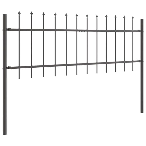 Trädgårdsstängsel 2 pcs Grå 3,4 x 0,6 m Pulverlackerad stål