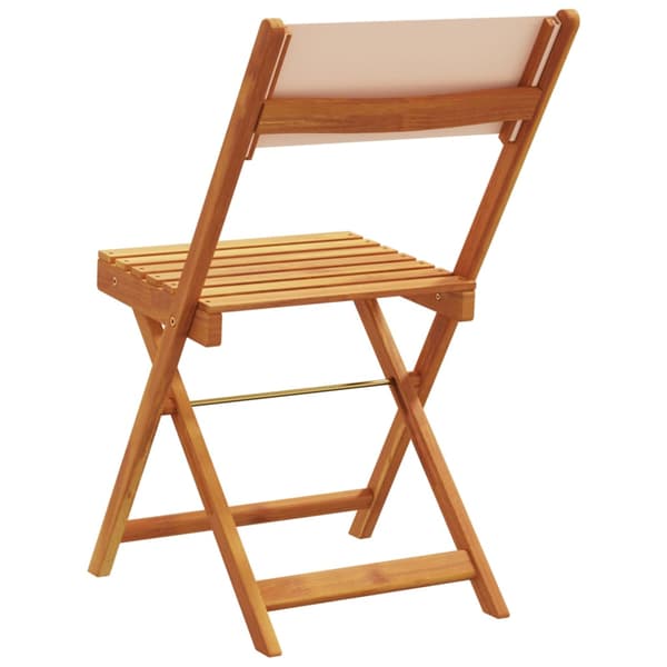 Hopfällbara trädgårdsstolar 8 st beige tyg och massivt trä