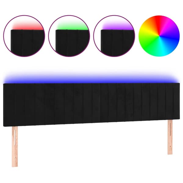 Sänggavel LED svart 200x5x78/88 cm sammet