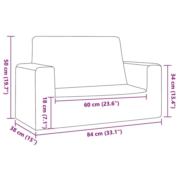 Barnsoffa 2-sits ljusgrå mjuk plysch