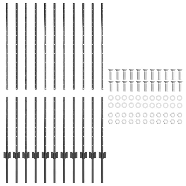 Stängselstolpe 11 pcs Grå 140 cm Stål