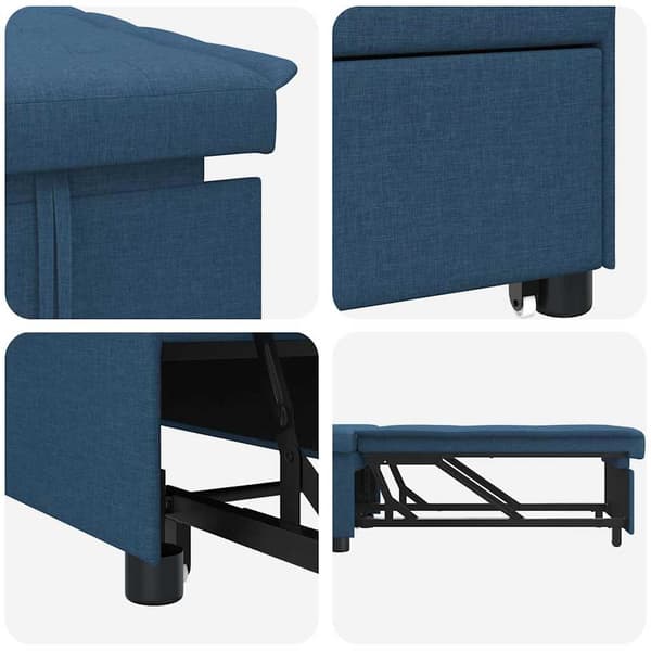 Pull Out Sofa Bed Blå 194 x 50 x 82 cm tyg
