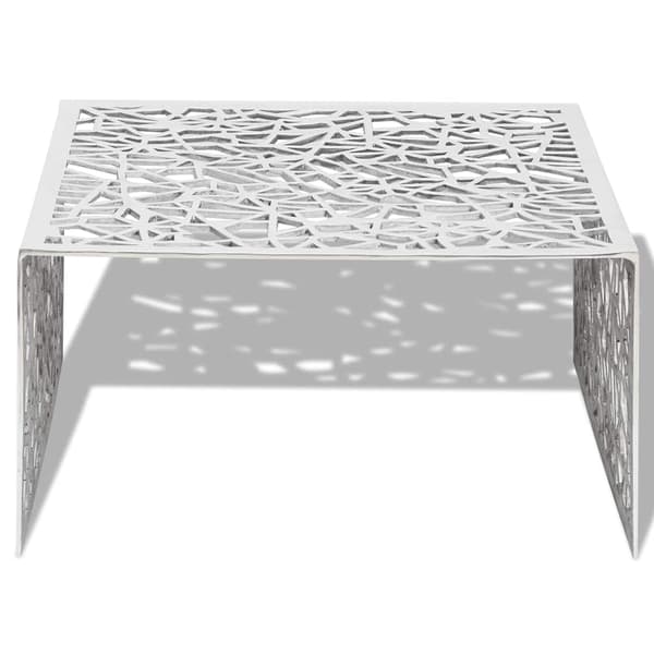 Soffbord geometrisk design aluminium silver