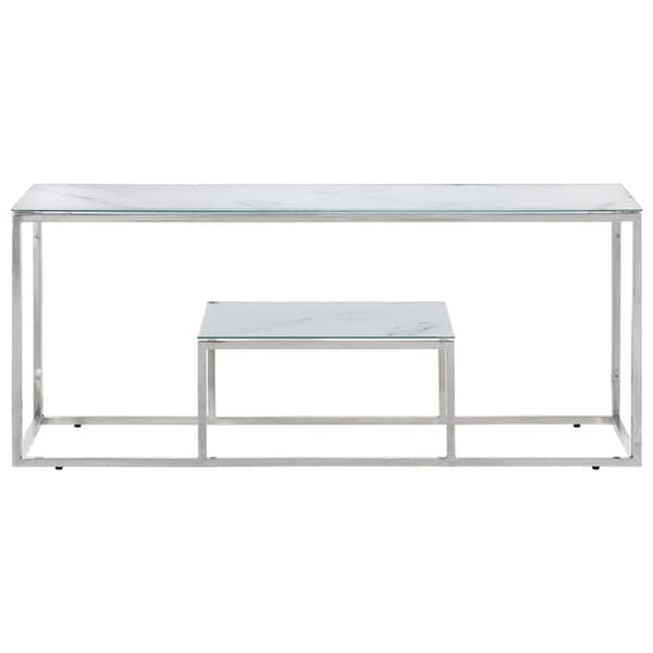 Soffbord silver rostfritt stål och härdat glas