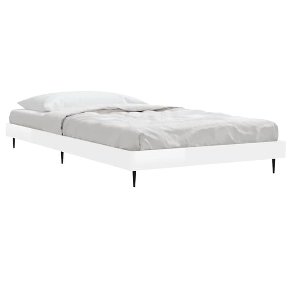 Sängram vit högglans 90x200 cm konstruerad trä