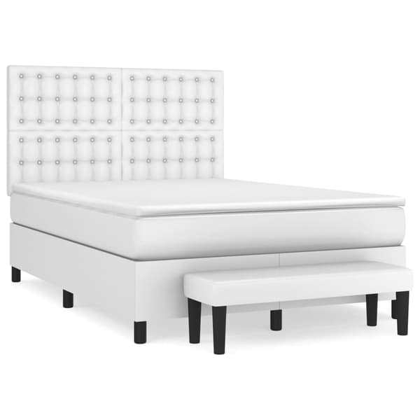 Ramsäng med madrass vit 140x200 cm konstläder