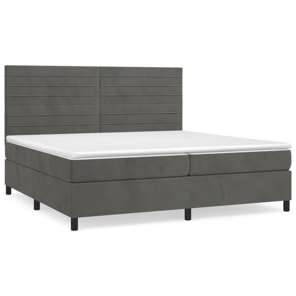 Ramsäng med madrass mörkgrå 200x200 cm sammet