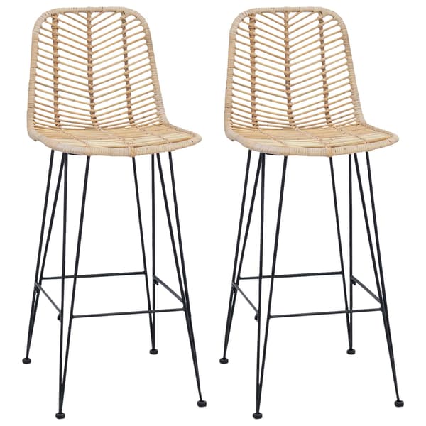 Barstol 2 pcs 44 x 52 x 111 cm Rattan och Järn