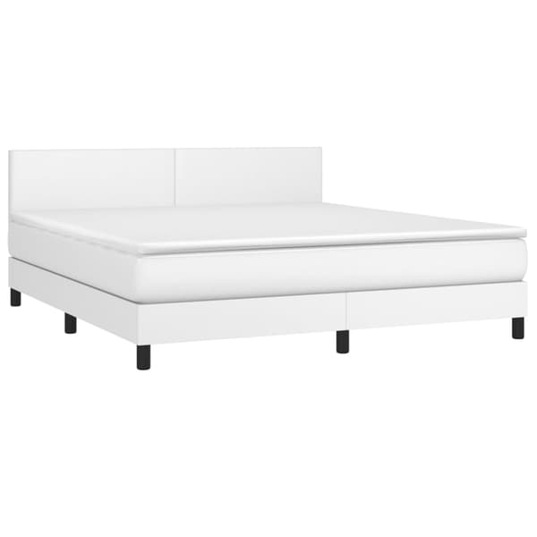 Ramsäng med madrass vit 160x200 cm konstläder