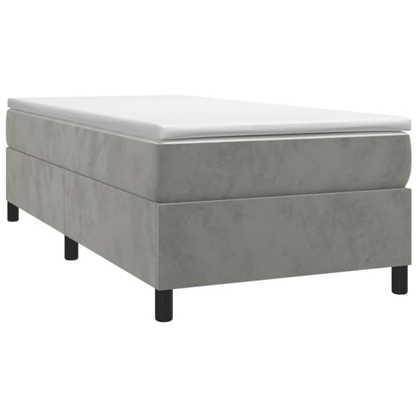 Boxspring-sängram ljusgrå 90x190 cm sammet