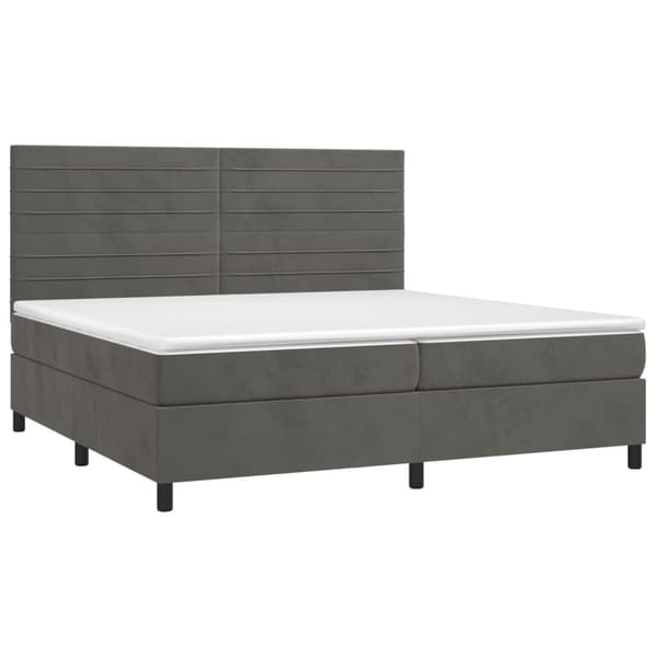 Ramsäng med madrass mörkgrå 200x200 cm sammet