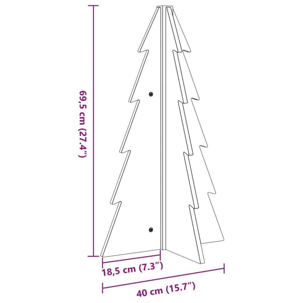 Julgran trä 69,5 cm massiv furu