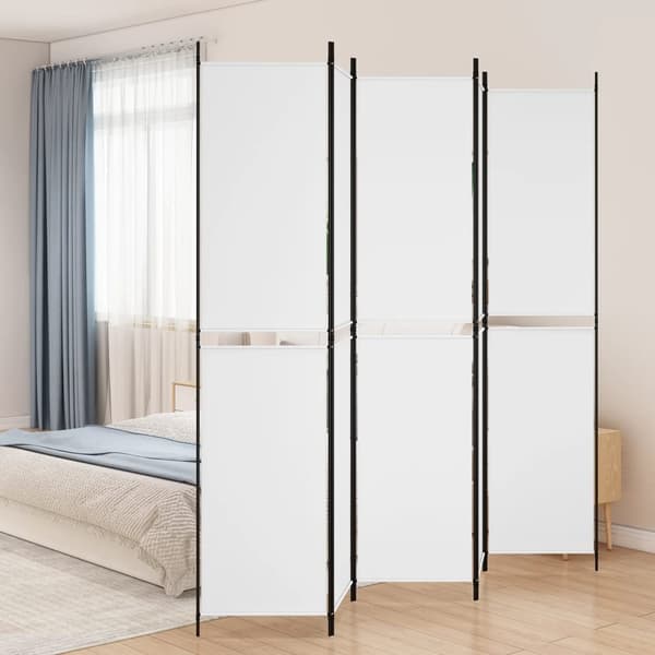 Rumsavdelare 5 paneler vit 250x220 cm tyg