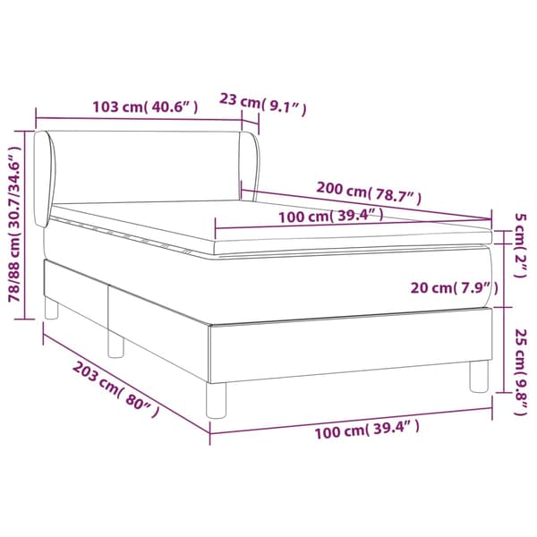 Ramsäng med madrass mörkgrå 100x200 cm tyg