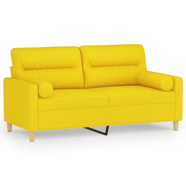 2-sits soffa med prydnadskuddar ljusgul 140 cm tyg
