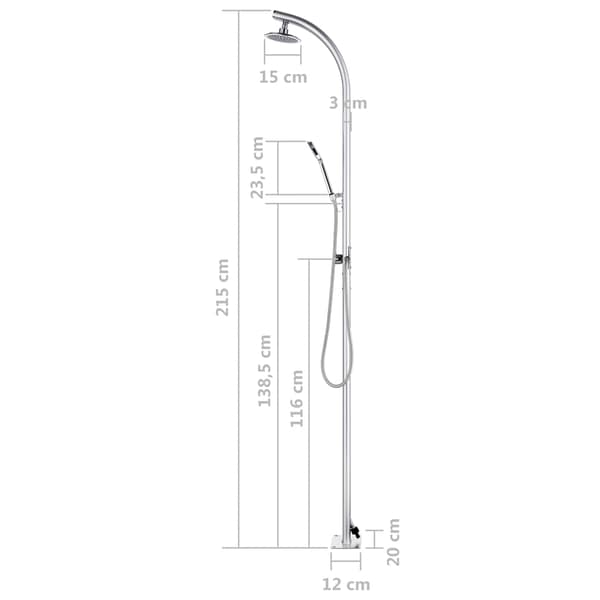 Trädgårdsdusch 215 cm aluminium