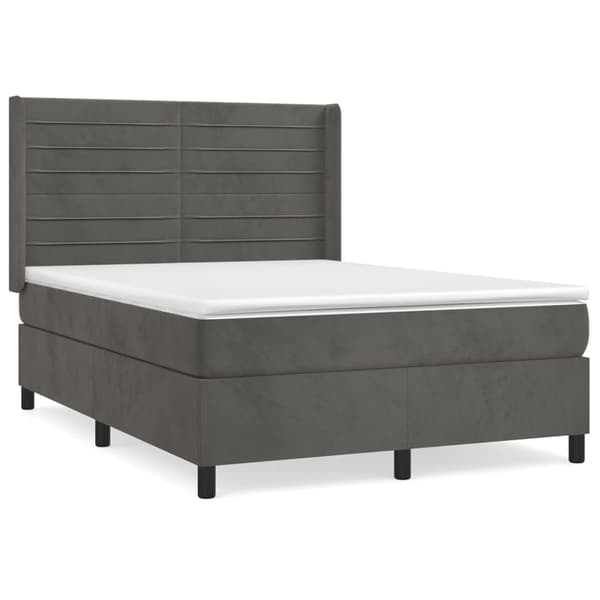 Ramsäng med madrass mörkgrå 140x190 cm sammet