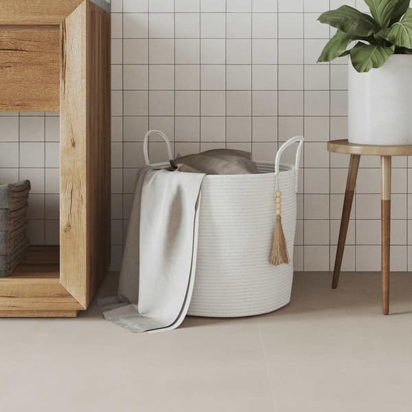 Förvaringskorg vit Ø40x35 cm bomull