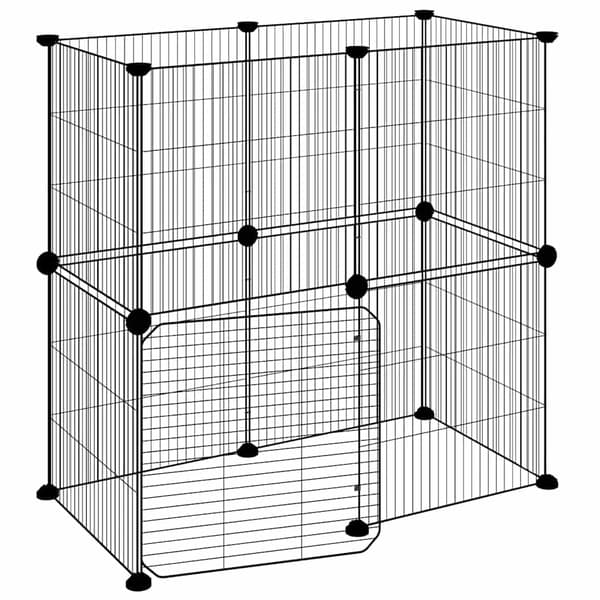 Husdjursbur svart 12 paneler 70x35x70 cm stål