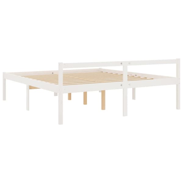 Säng vit 200x200 cm massiv furu