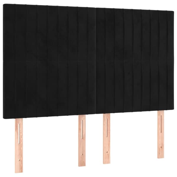 Sänggavel svart 144x5x118/128 cm sammet