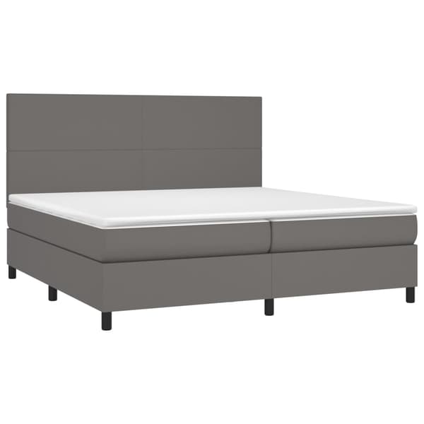 Ramsäng med madrass grå 200x200 cm konstläder