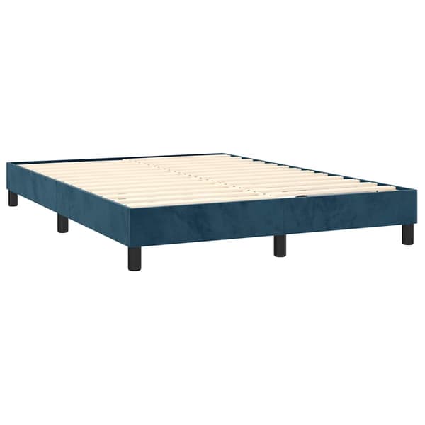 Boxspring-sängram mörkblå 140x200 cm sammet