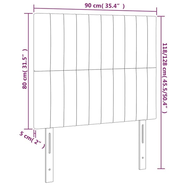 Sänggavel rosa 90x5x118/128 cm sammet