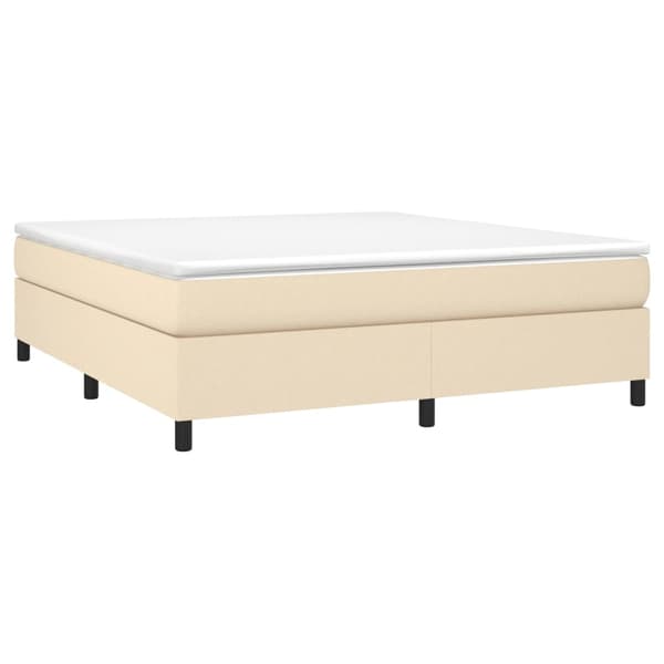 Boxspring-sängram gräddvit 160x200 cm tyg