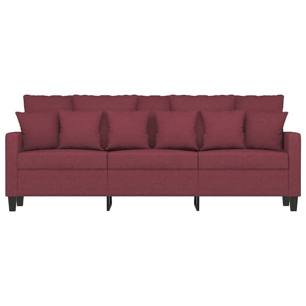 3-sitssoffa vinröd 180 cm tyg