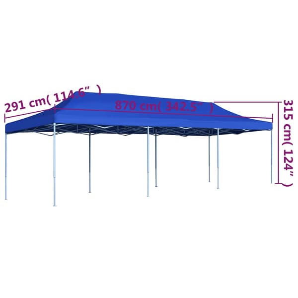 Pop-Up hopfällbart partytält blå 3x9 m