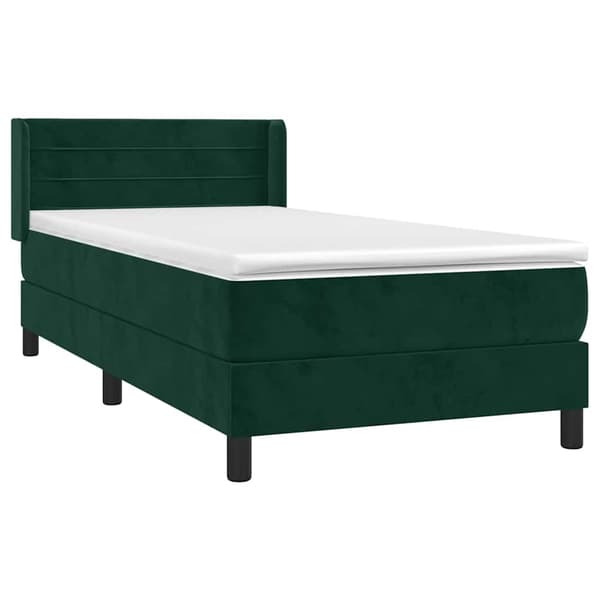 Ramsäng med madrass mörkgrön 90x200 cm sammet