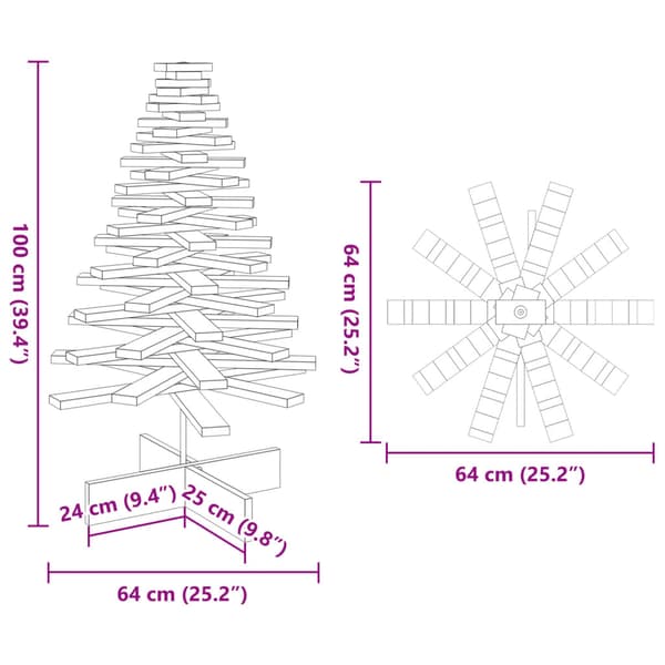 Julgran trä 100 cm massiv furu