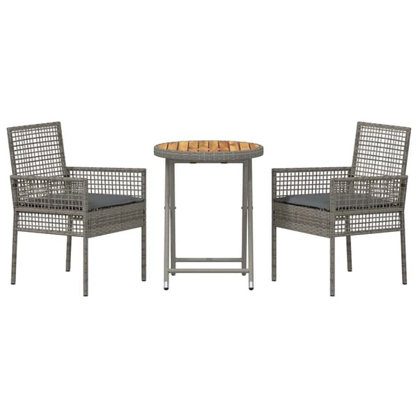 Trädgårds Bistro Set 3 pcs Grå konstrotting