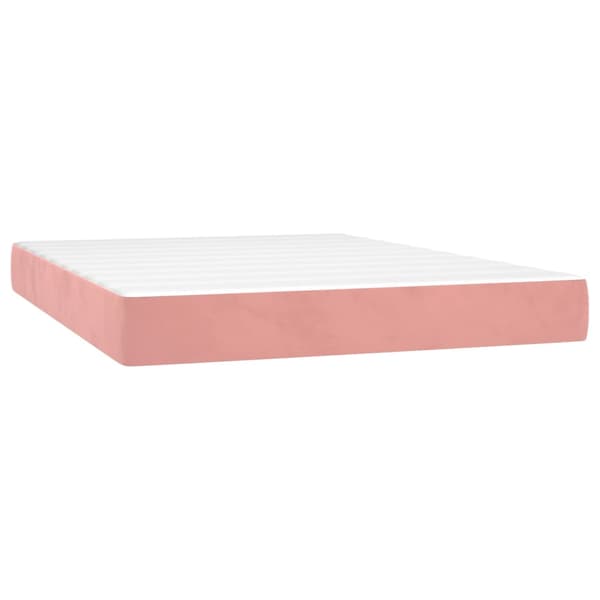Ramsäng med madrass rosa 140x190 cm sammet