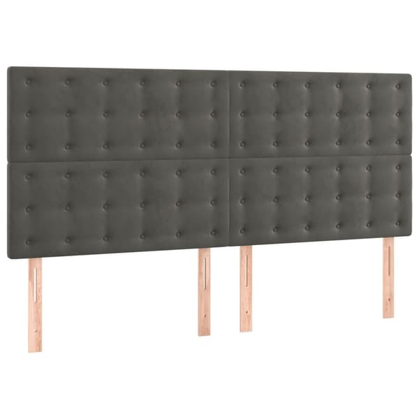 Ramsäng med madrass mörkgrå 160x200 cm sammet