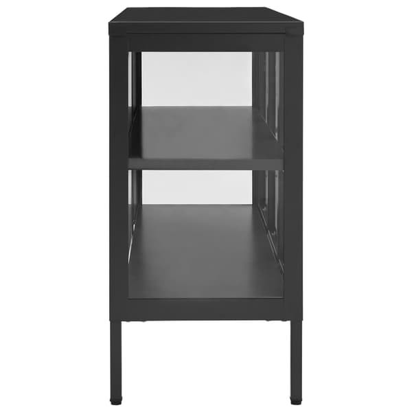 Skänk antracit 105x35x70 cm stål och glas