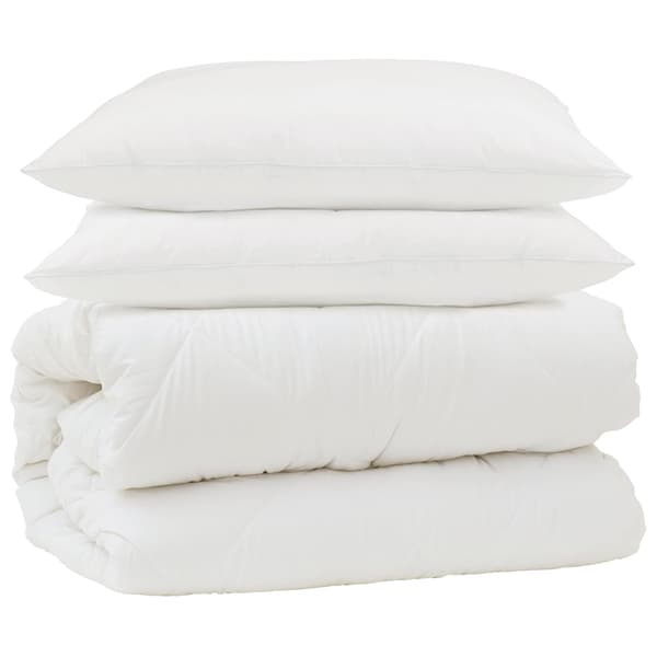 Täckeset med kudde 3 pcs Vit Mikrofiber och Dunfjäder