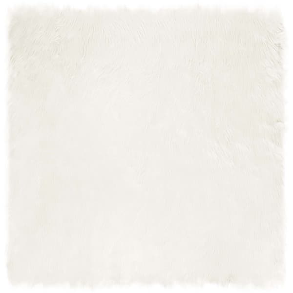 Fuskfäll matta TAFALLA Vit 160 x 160 cm Polyester